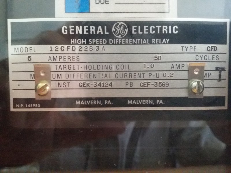 RELAY GENERATOR DIFFERENTIAL (87G)