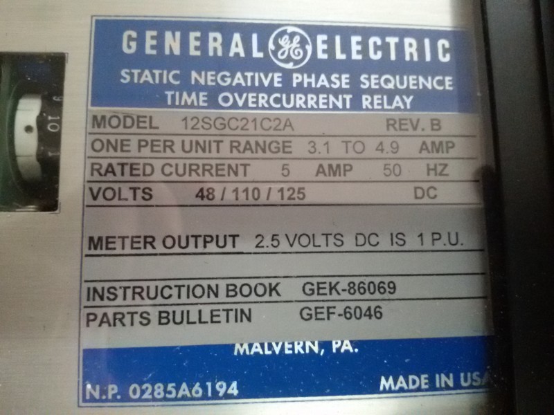 RELAY STATIC NEGATIVE PHASE SEQUENCE (46)-NEW